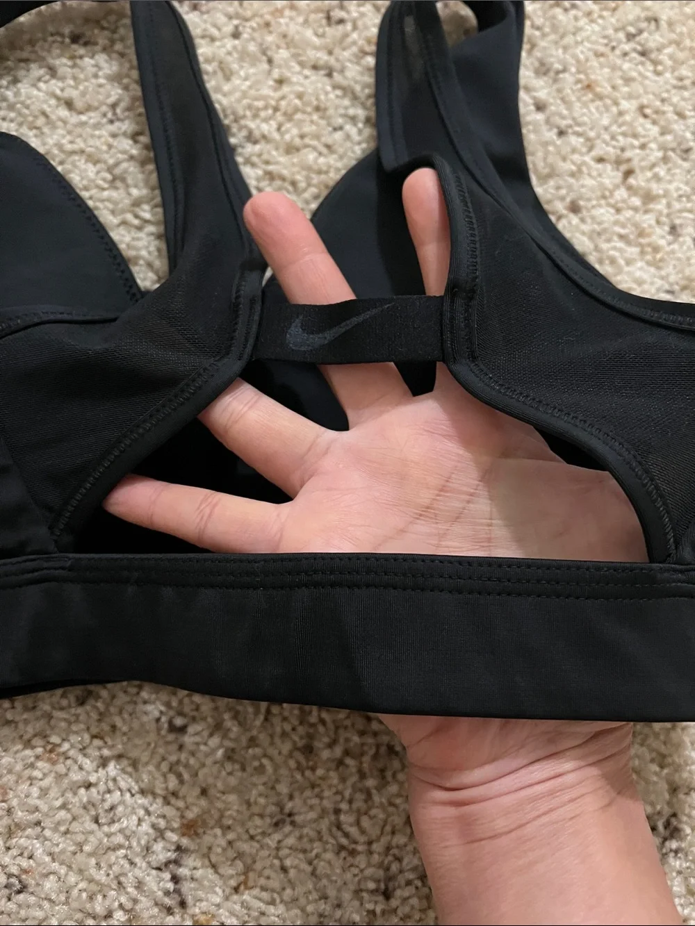 Nike Black and White Logo Swim Bikini Top